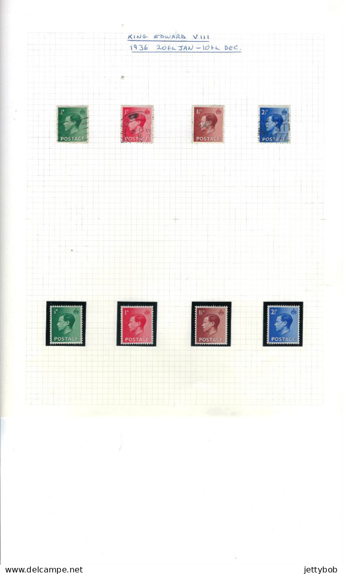 GB 1936 KEVIII Complete Sets Of Definitive Stamps Both UMM And Used - Unclassified