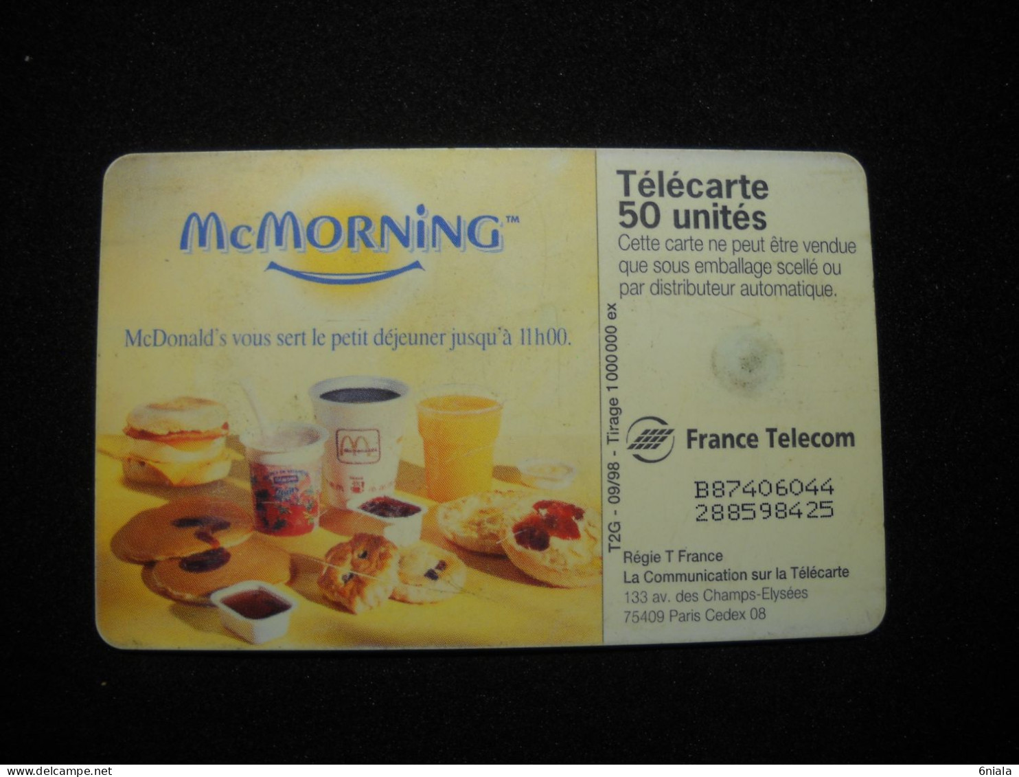 7693 Télécarte Collection  Mc MORNING Mac DONALD PETIT DEJEUNER   ( 2.scans)  Carte Téléphonique - Food