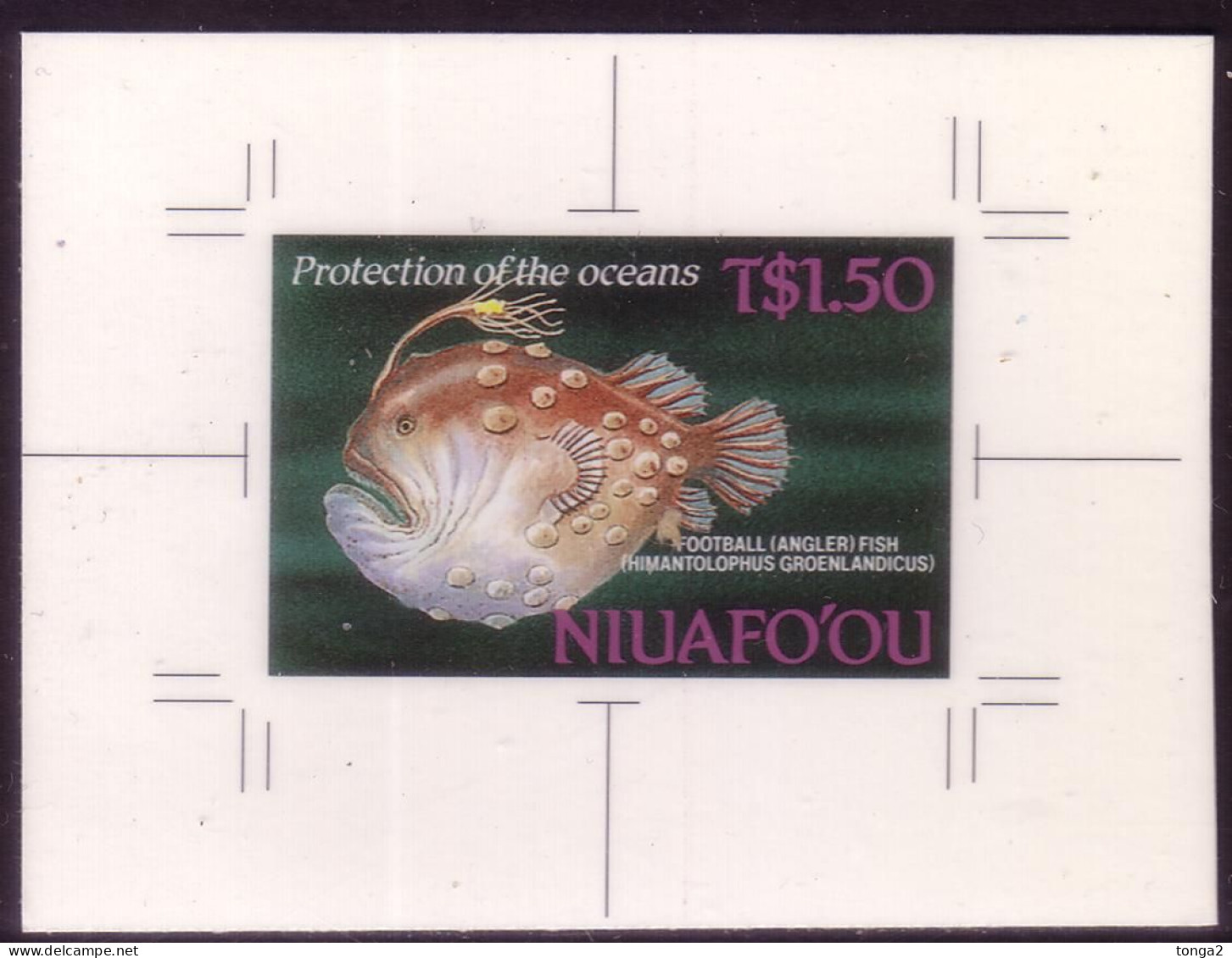 Tonga Niuafo'ou 1989 Cromalin Proof Showing Angler Fish From Deep Sea Fish Set - 4 Exist, Last One - Tonga (1970-...)