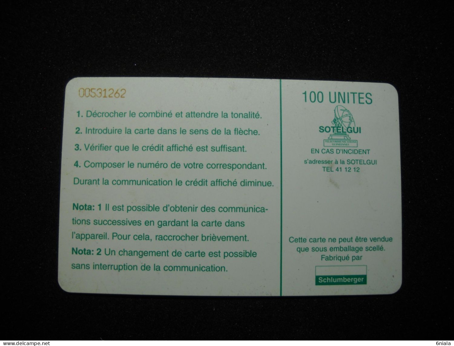 7697  Télécarte GUINEE SOTELGUI  CASCADE  100U ( 2.scans)  Carte Téléphonique - Guinea