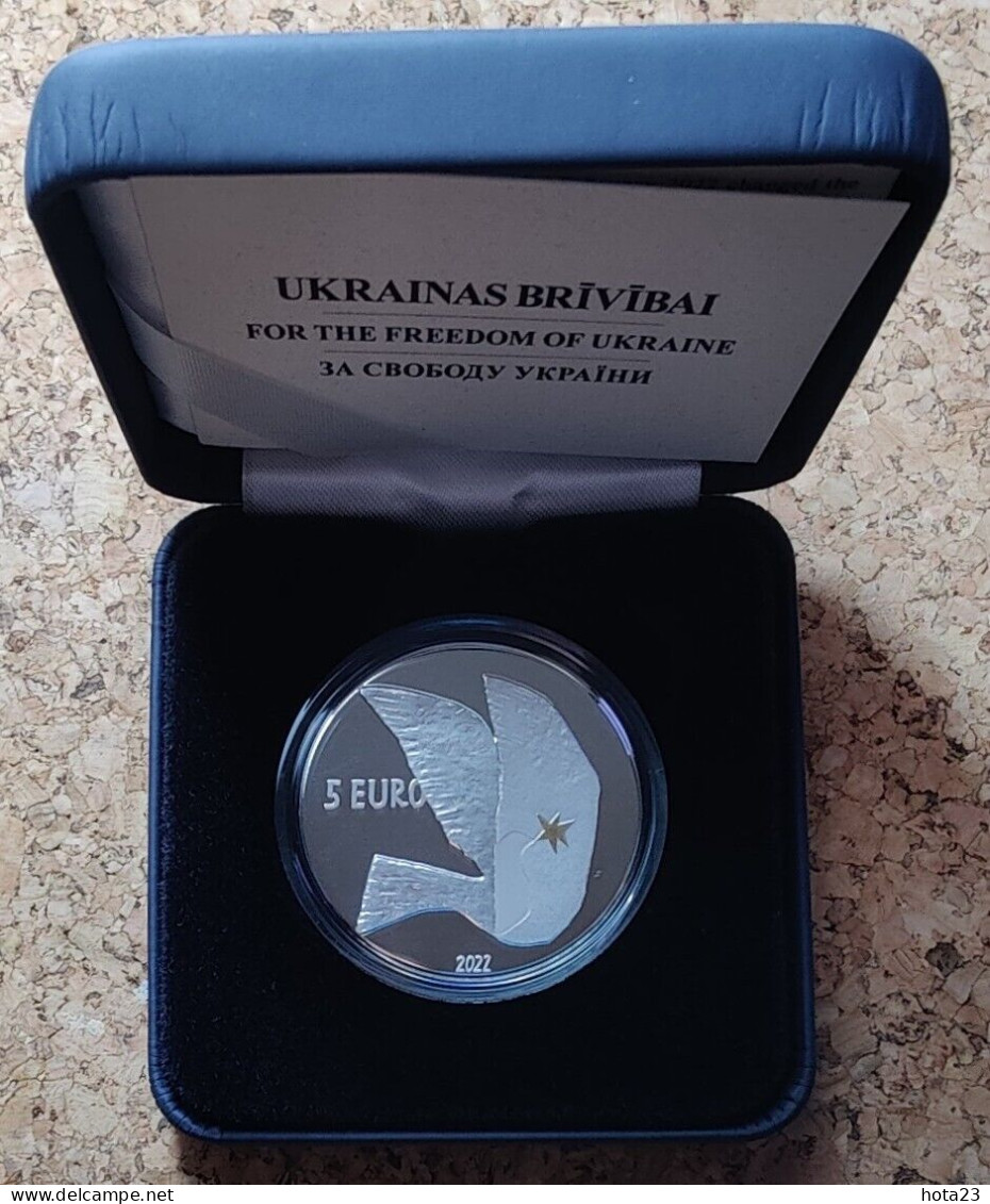 Latvia, Ukraine 5 Euro 2022 Silver Coin Fight For FREEDOM; WILL; POWER PROOF - Letland