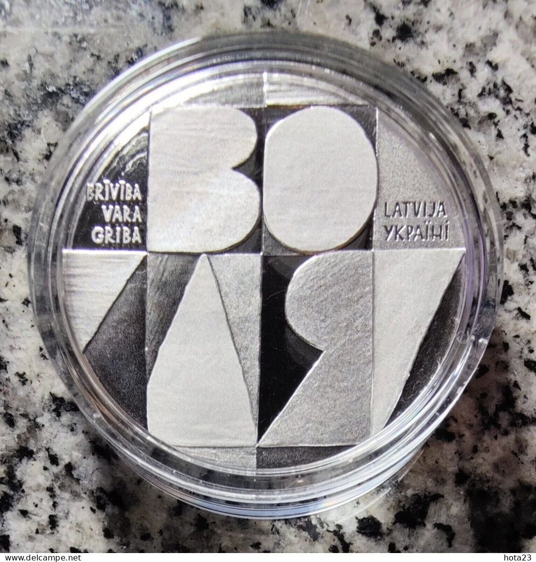 Latvia, Ukraine 5 Euro 2022 Silver Coin Fight For FREEDOM; WILL; POWER PROOF - Letland