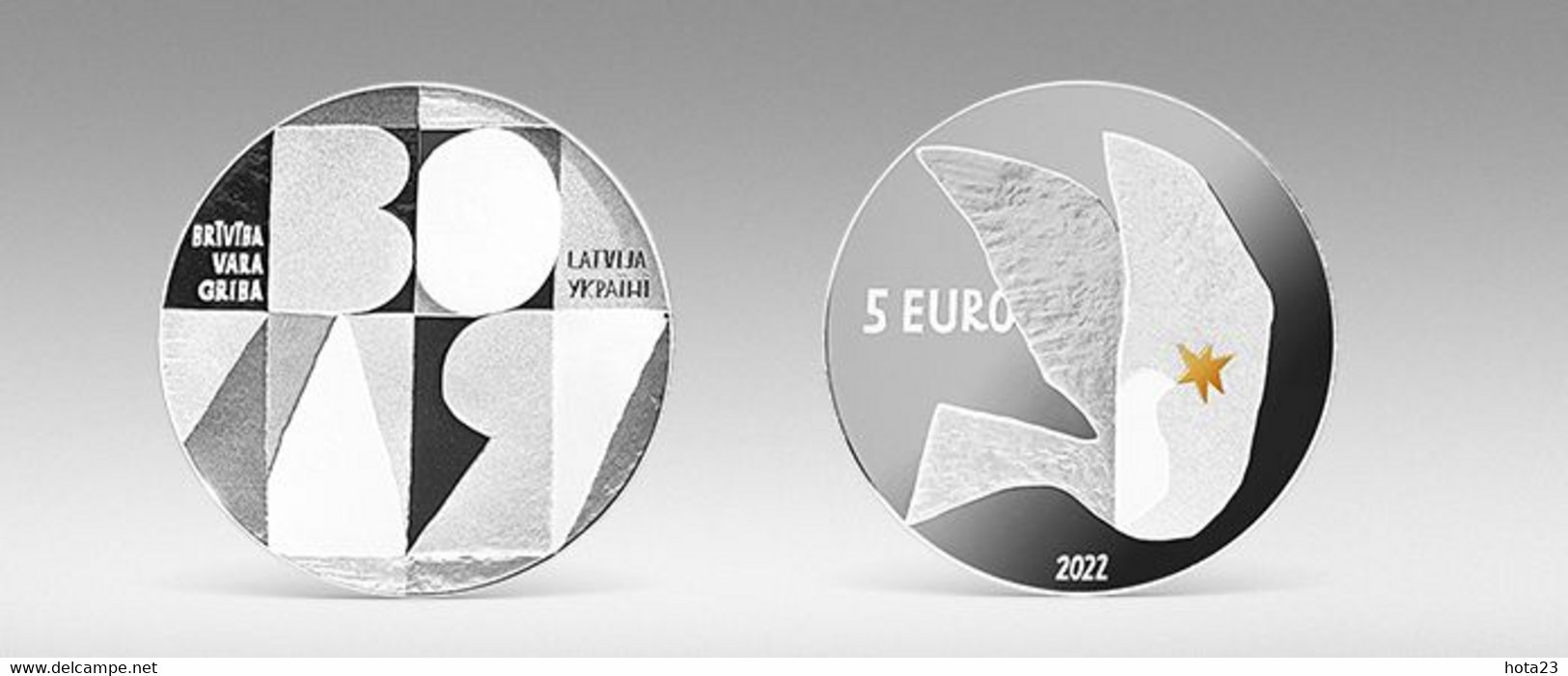 Latvia,Lettland - Ukraine 5 Euro 2022 Silver Coin Fight For FREEDOM; WILL; POWER- PROOF - Letland