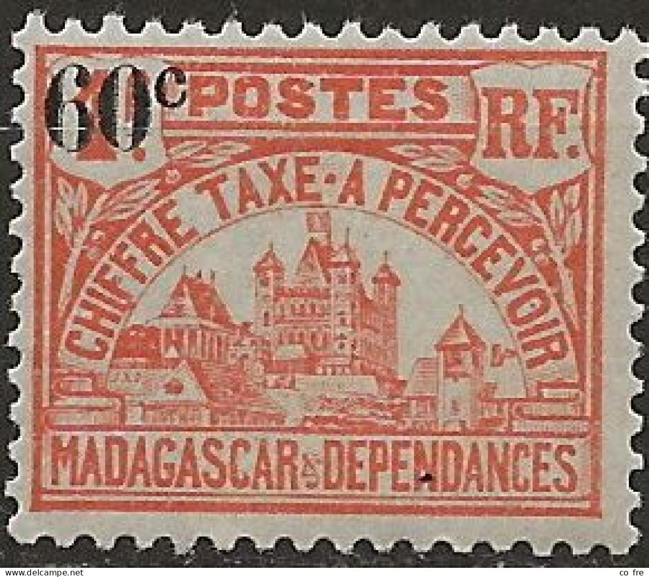 Madagascar, Taxe N°17** (ref.2) Le Trait Clair Sur Le 6 Est Dû Au Scan - Timbres-taxe