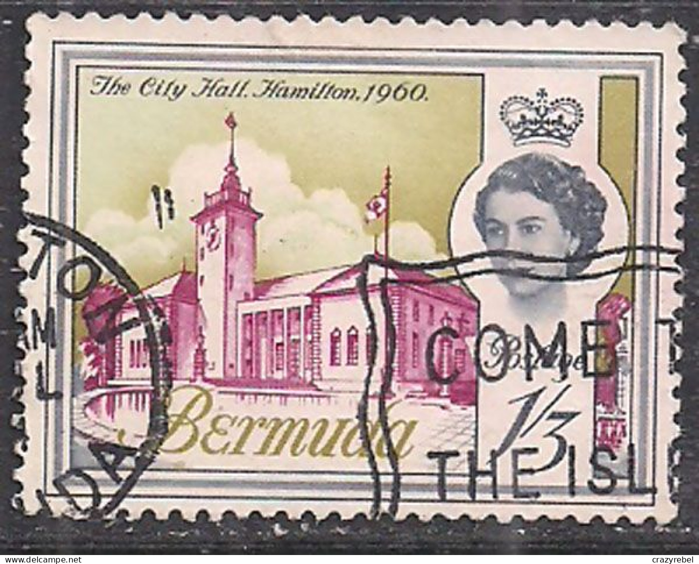 Bermuda 1962 - 68 QE2 1/-3d City Hall Hamilton Used SG 172 ( B1362 ) - Bermuda