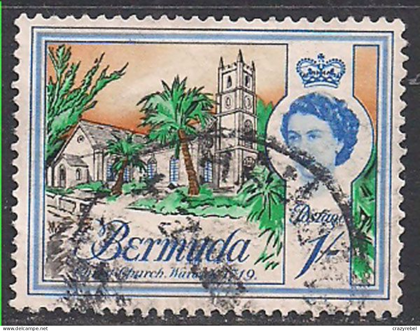 Bermuda 1962 - 68 QE2 1/-d Christ Church Warwick Used SG 171 ( B1019 ) - Bermuda