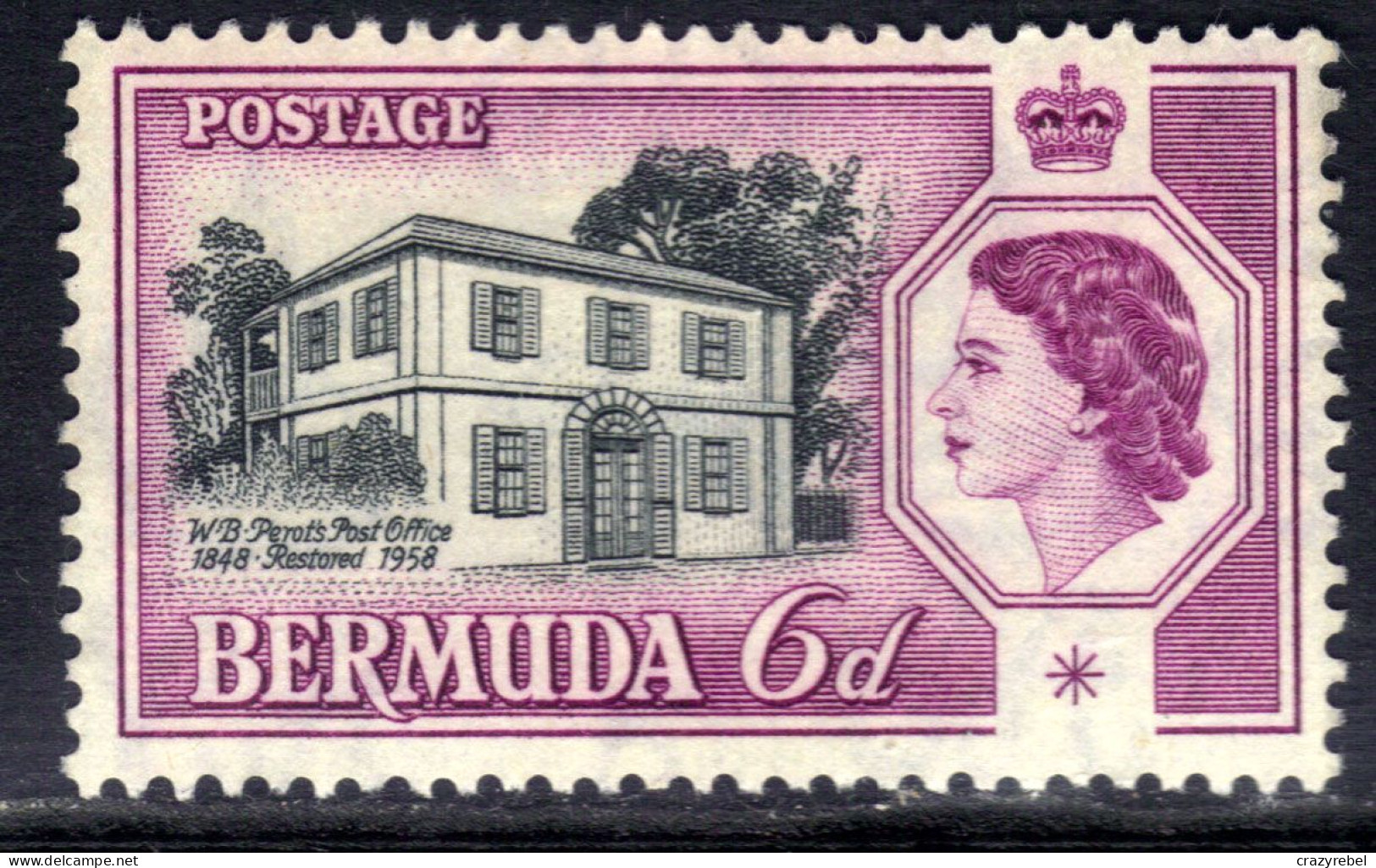 Bermuda 1959 QE2 6d Perots Post Office MNG SG 156 ( L207 ) - Bermuda