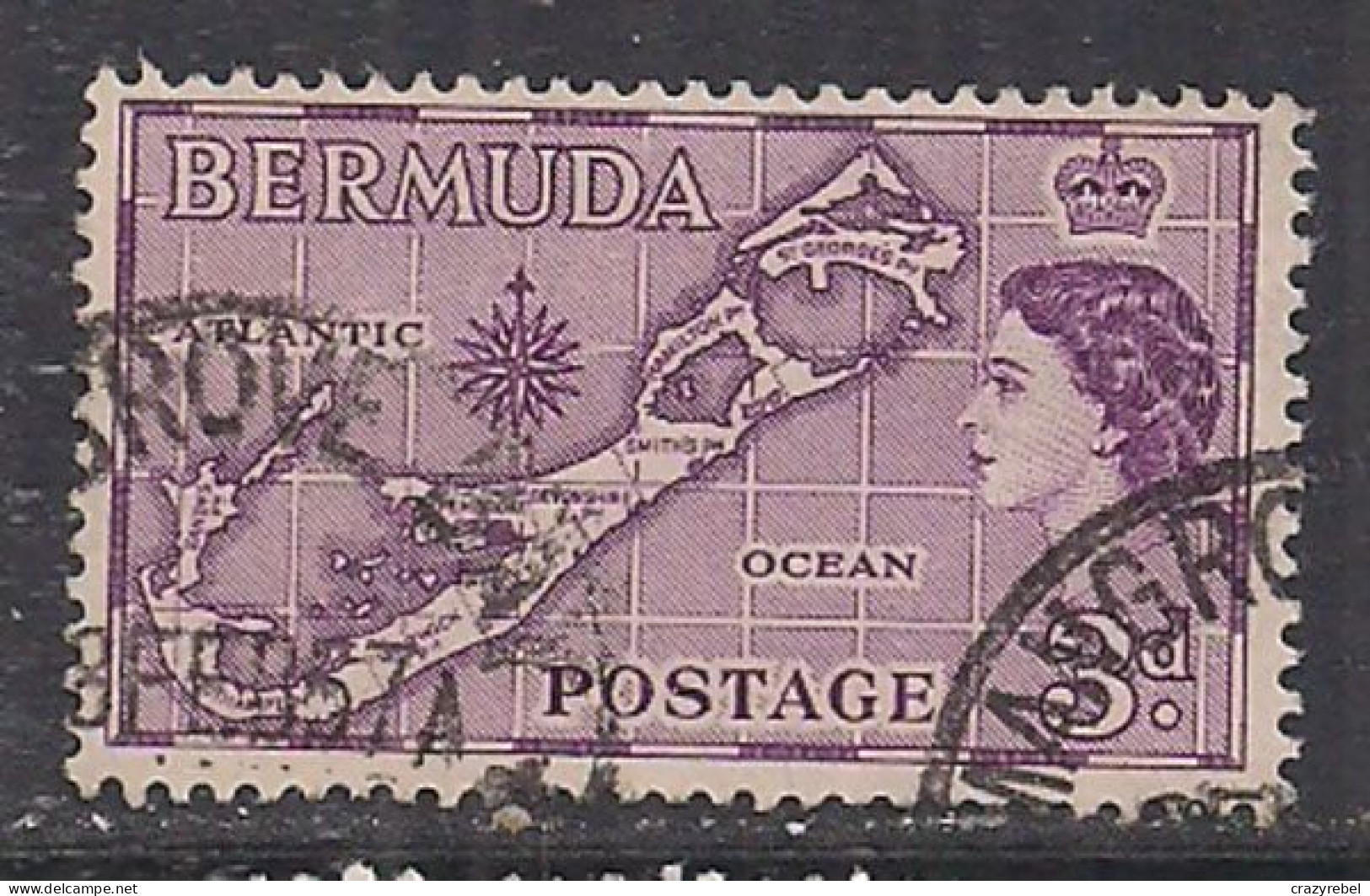 Bermuda 1953 - 62 QE2 3d Map Of Bermuda Used SG 140a ( B1431 ) - Bermuda