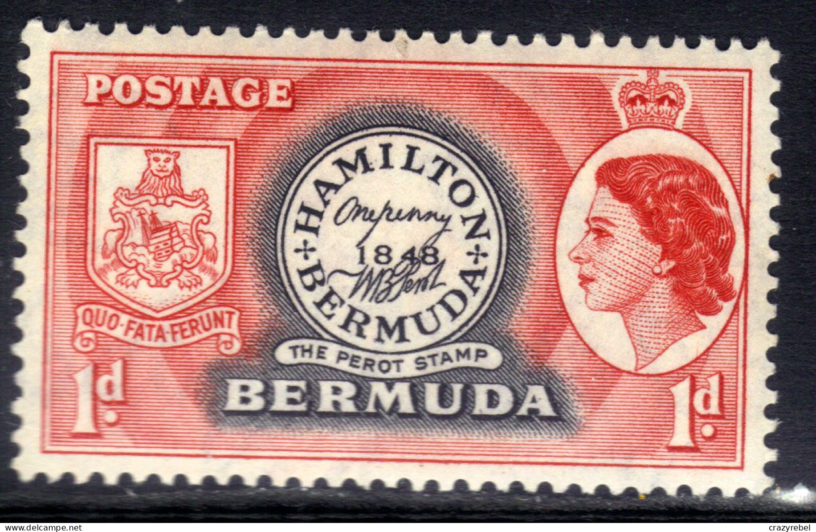 Bermuda 1953 - 62 QE2 1d Postmaster Perots Stamp MM SG 136 (J1301 ) - Bermuda