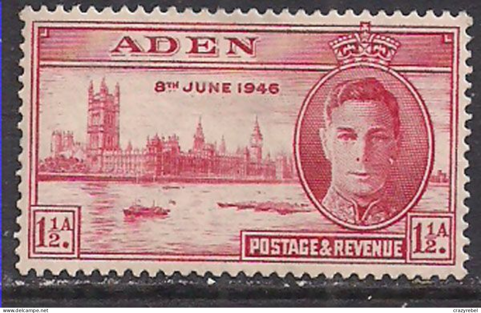 Aden 1946 KGV1 1 1/2a Victory Carmine MM SG 28 ( C543 ) - Aden (1854-1963)