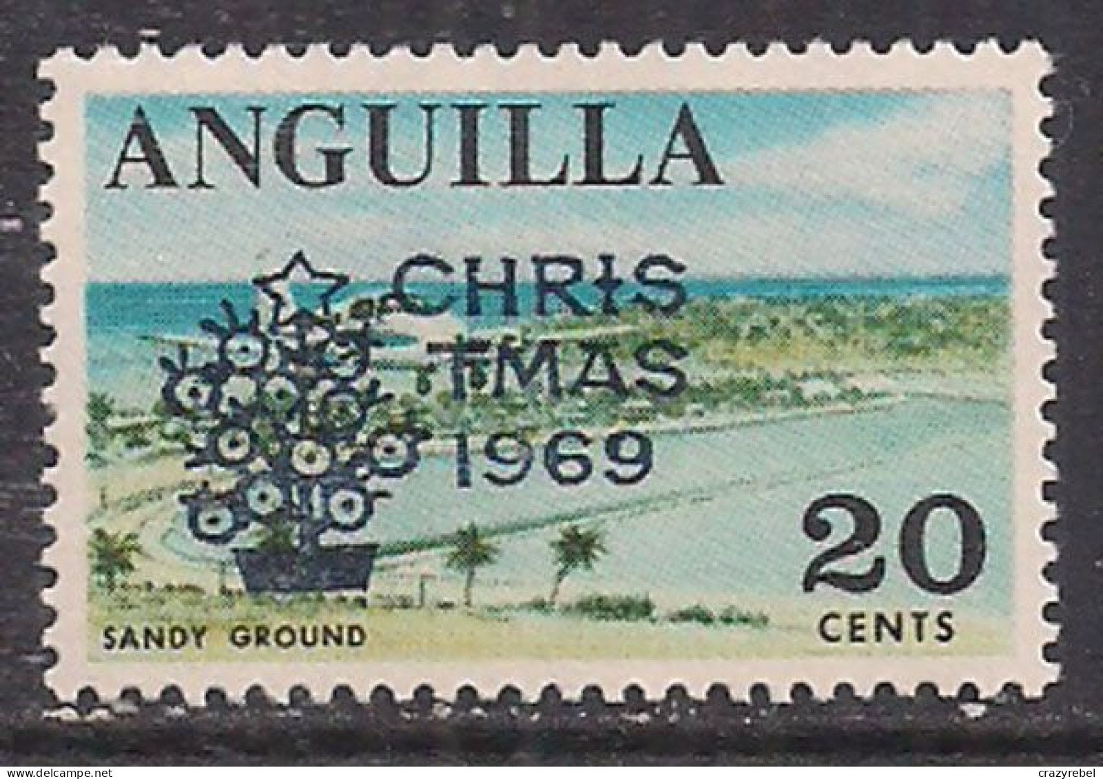 Anguilla 1969 QE2 20ct Christmas Sandy Ground Ovpt MM SG 64 ( B438 ) - St.Christopher-Nevis-Anguilla (...-1980)