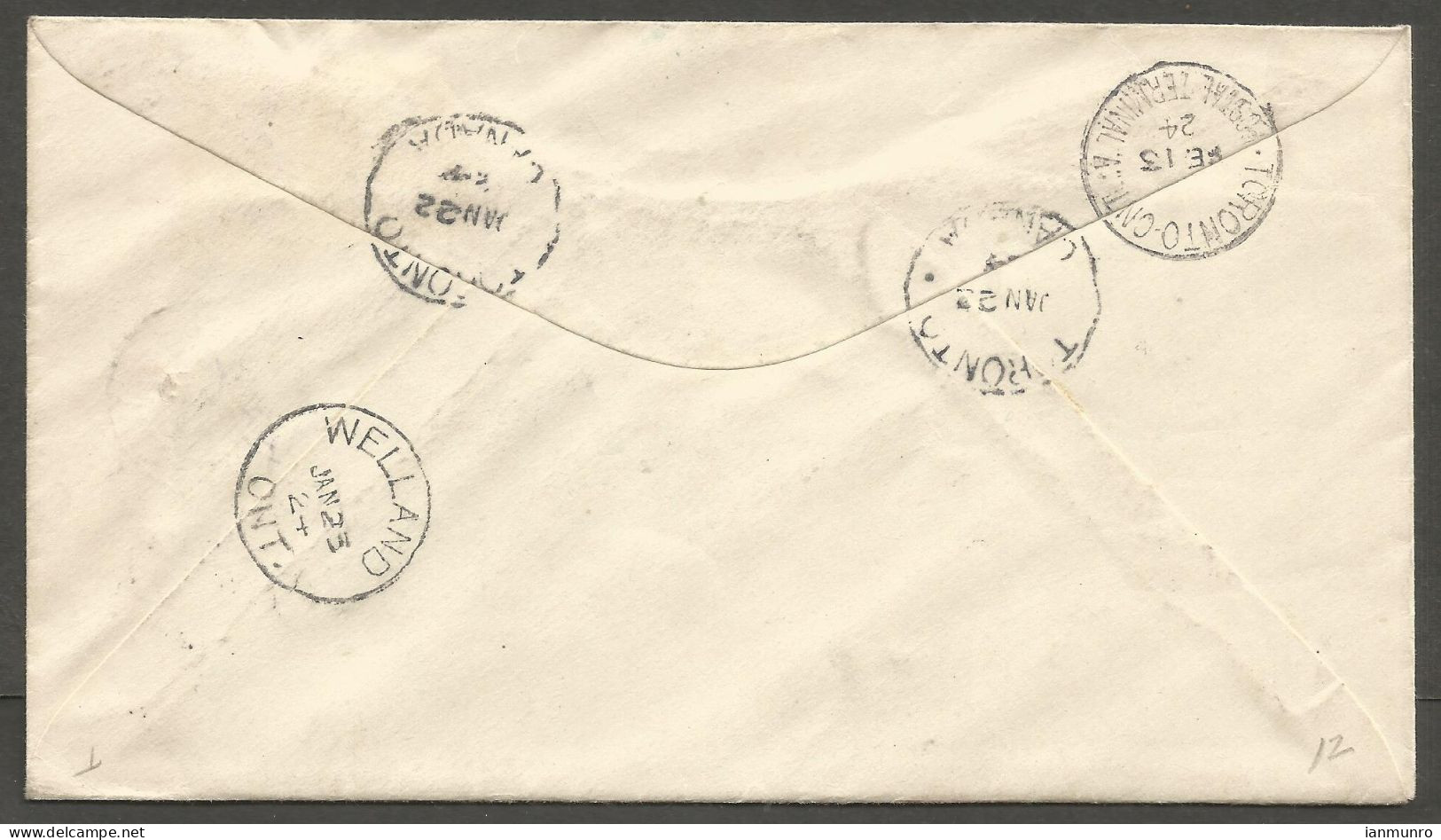 1924 Bank Registered Cover 13c Admirals CDS Toronto Ontario To Welland Returned - Storia Postale