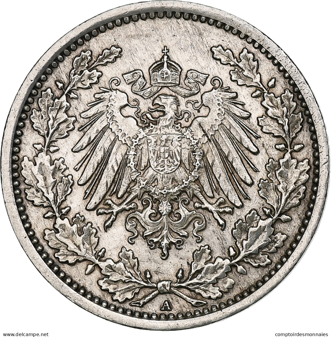 Empire Allemand, 1/2 Mark, 1918, Berlin, Argent, TTB, KM:17 - 1/2 Mark