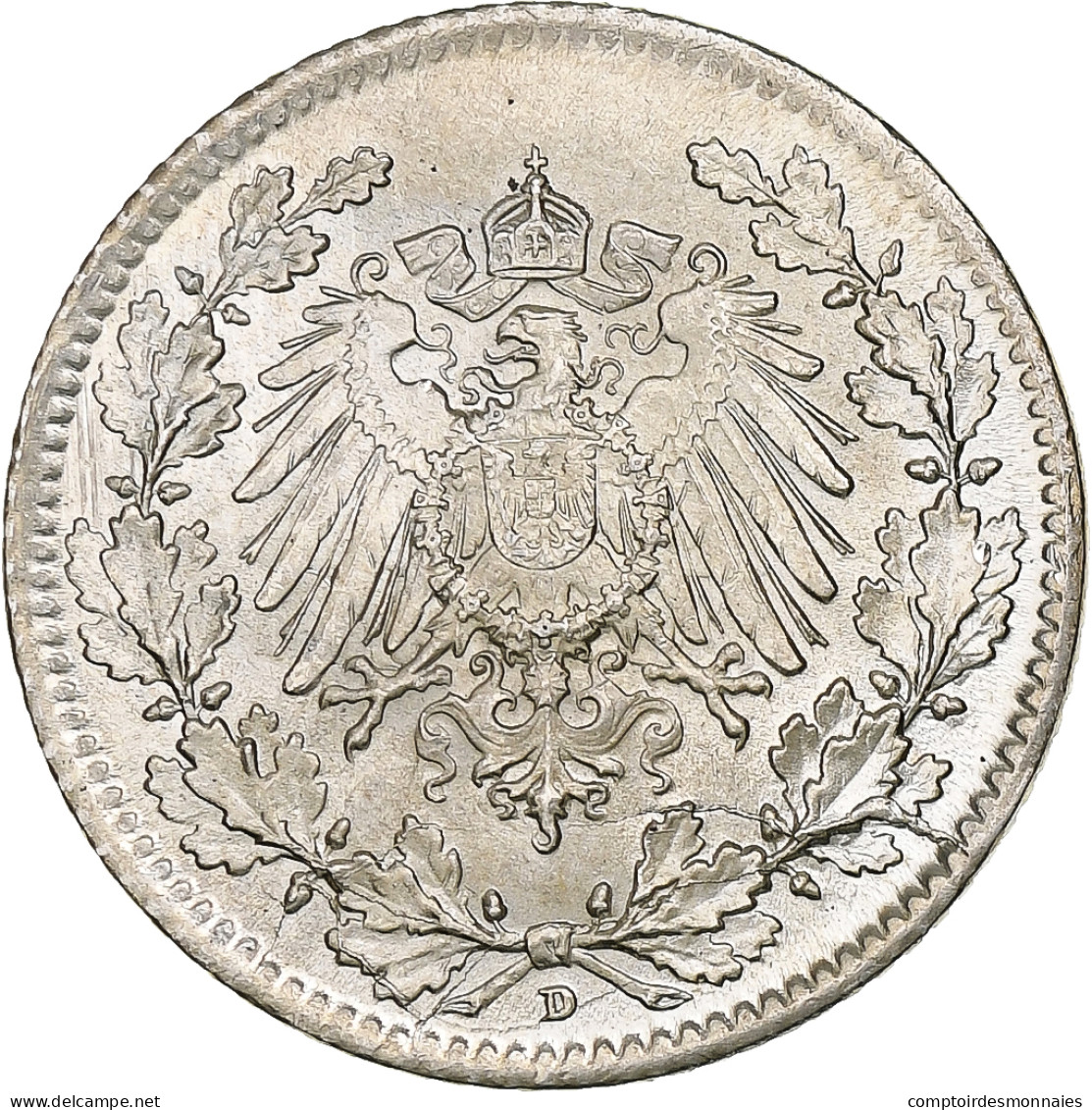 Monnaie, GERMANY - EMPIRE, 1/2 Mark, 1918, Munich, SUP, Argent, KM:17 - 1/2 Mark