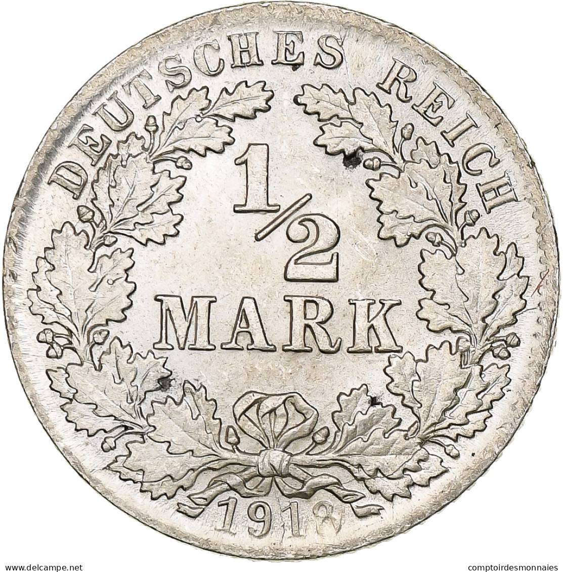 Monnaie, GERMANY - EMPIRE, 1/2 Mark, 1918, Munich, SUP, Argent, KM:17 - 1/2 Mark