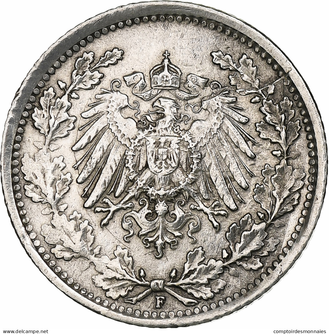 Empire Allemand, 1/2 Mark, 1918, Stuttgart, Argent, TTB, KM:17 - 1/2 Mark