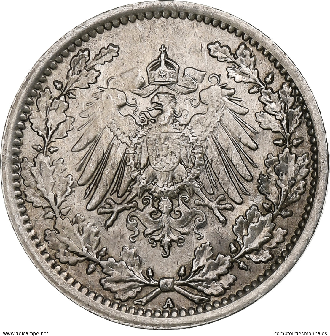 Empire Allemand, 1/2 Mark, 1918, Berlin, Argent, TTB+, KM:17 - 1/2 Mark