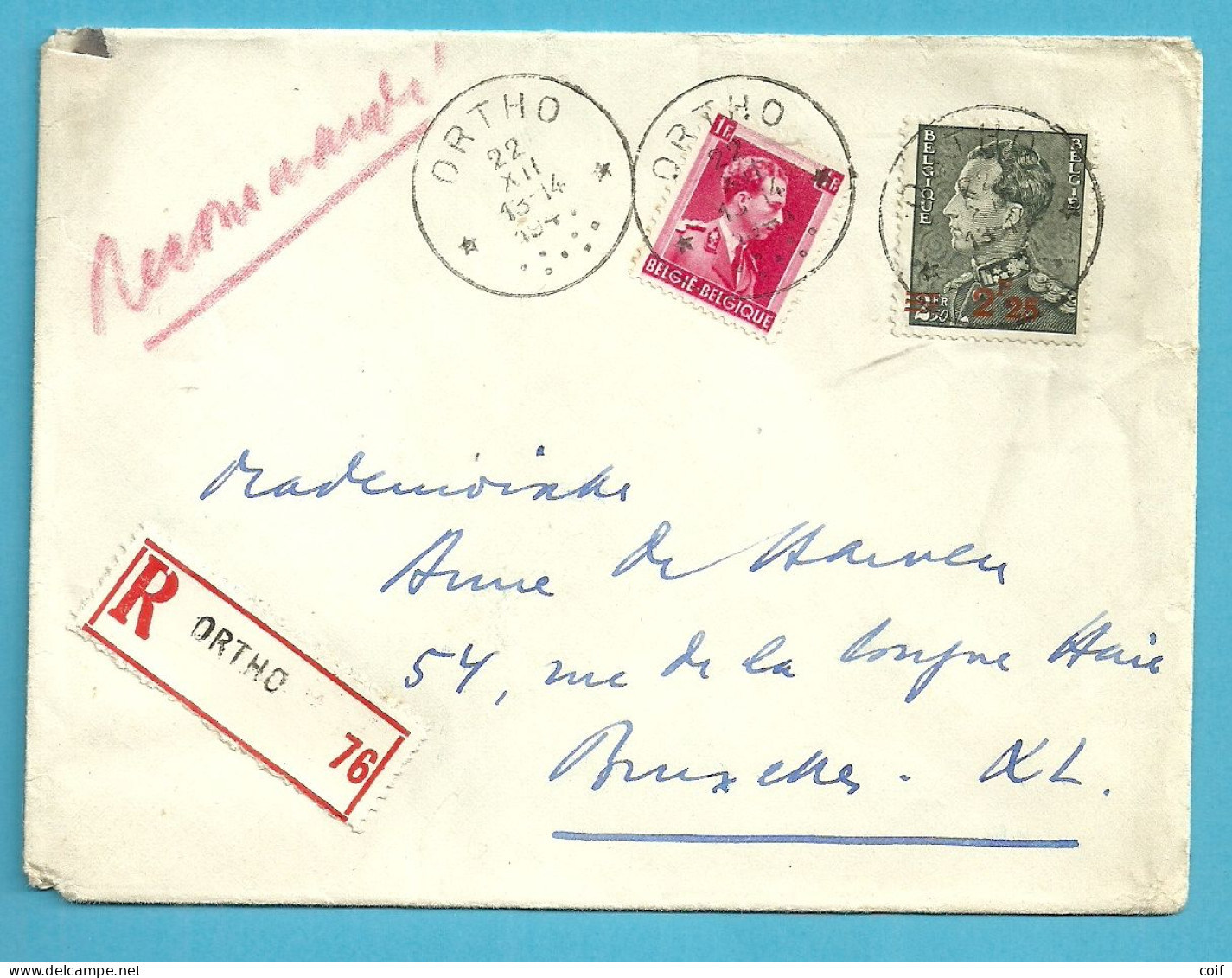 528+572 Op Brief Aangetekend Sterstempel (Relais) * ORTHO* - 1936-1951 Poortman