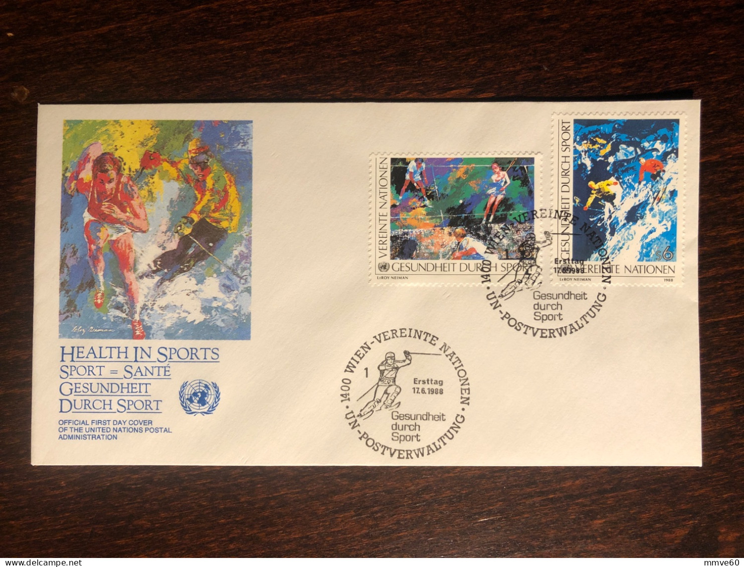 UNITED NATIONS UN UNO VIENNA FDC COVER 1988 YEAR SPORT HEALTH MEDICINE - Gemeinschaftsausgaben New York/Genf/Wien