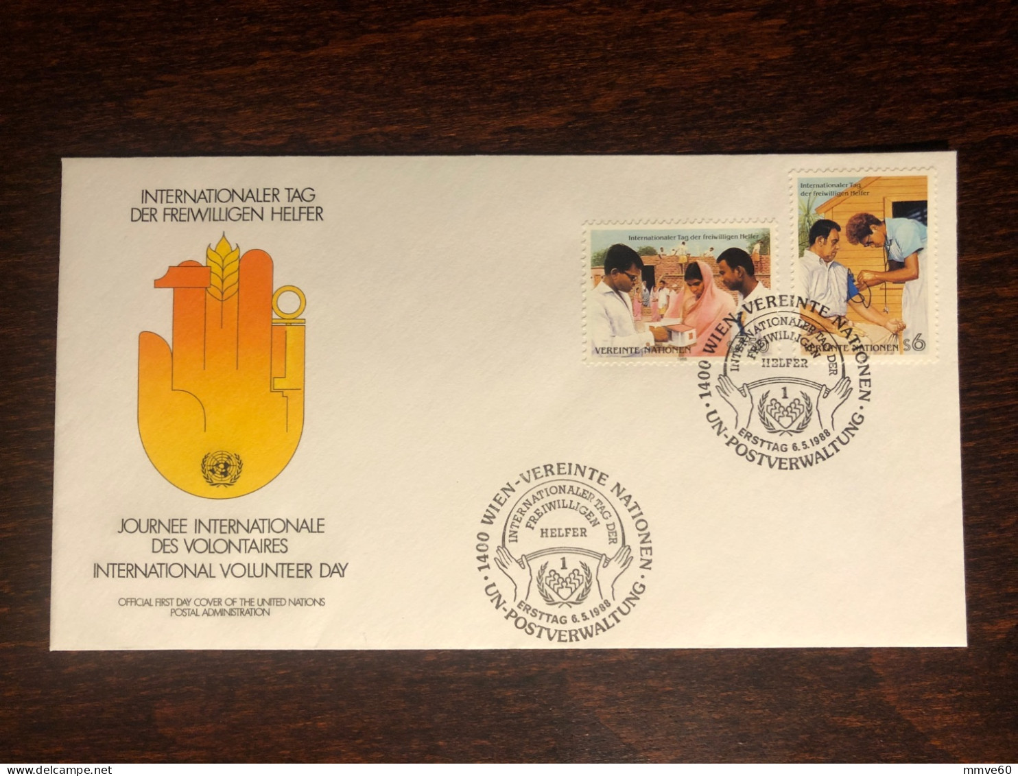 UNITED NATIONS UN UNO VIENNA FDC COVER 1988 YEAR BLOOD PRESSURE HYPERTENSION HEALTH MEDICINE - Gemeinschaftsausgaben New York/Genf/Wien