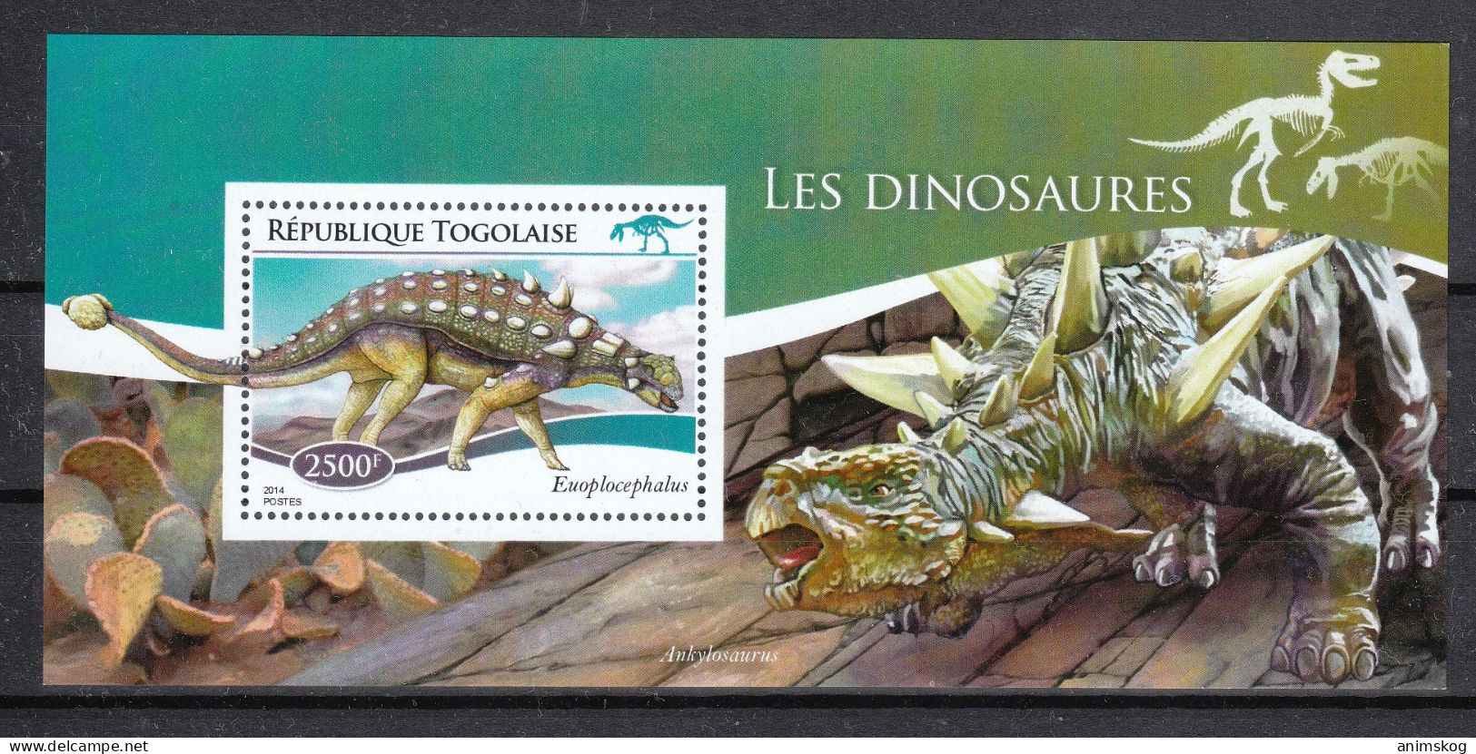 Togo 2014**, Dinosauriere, Kaktus / Togo 2014, MNH, Dinosaurs, Cactus - Cactus