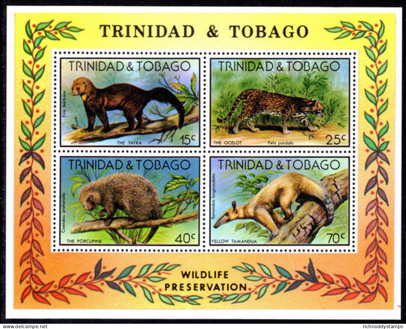Trinidad & Tobago 1978 Wildlife Souvenir Sheet Unmounted Mint. - Trinidad & Tobago (1962-...)