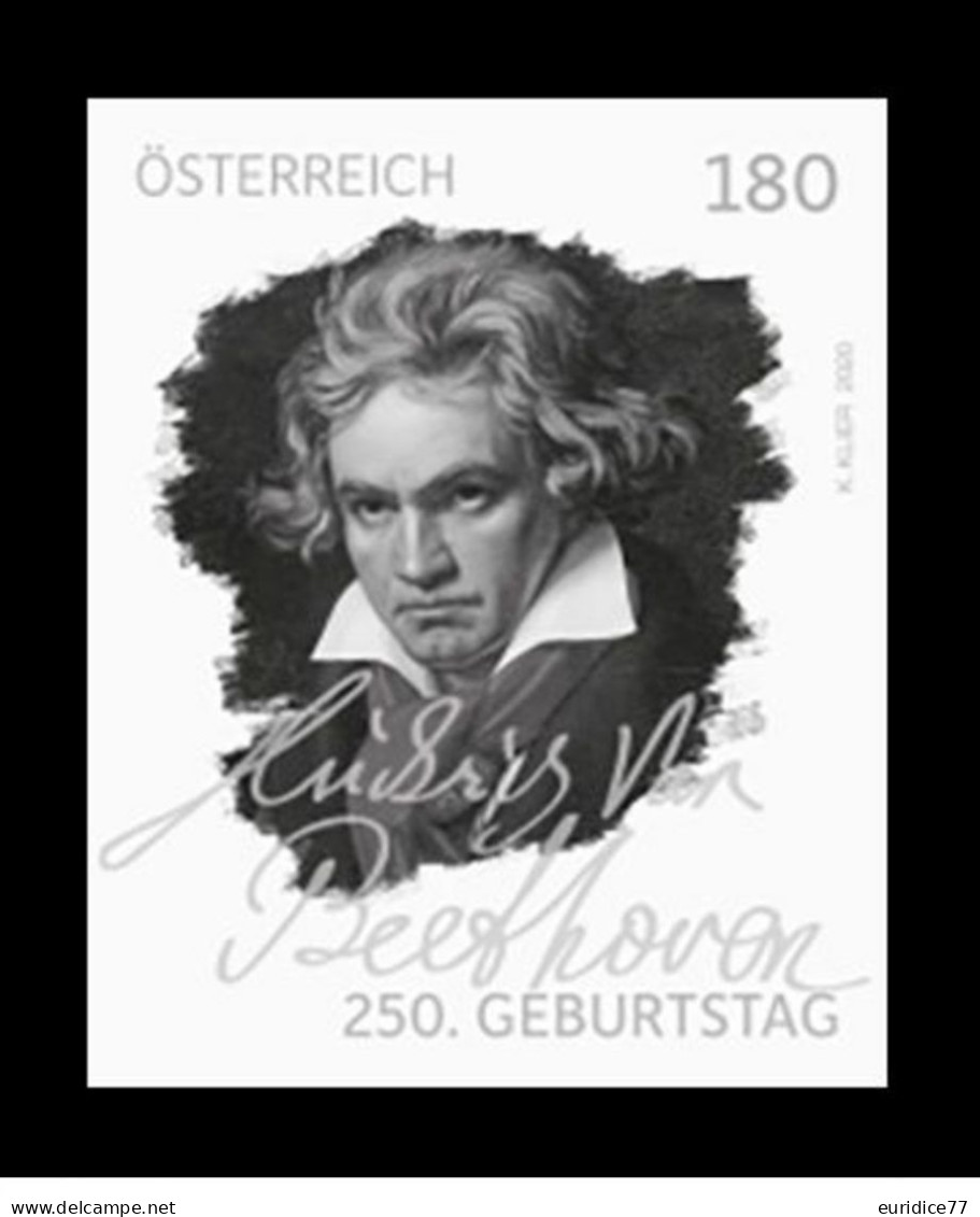 Austria 2020 - 250th Anniv. Of The Birth Of Beethoven Black Print Mnh** - Ensayos & Reimpresiones