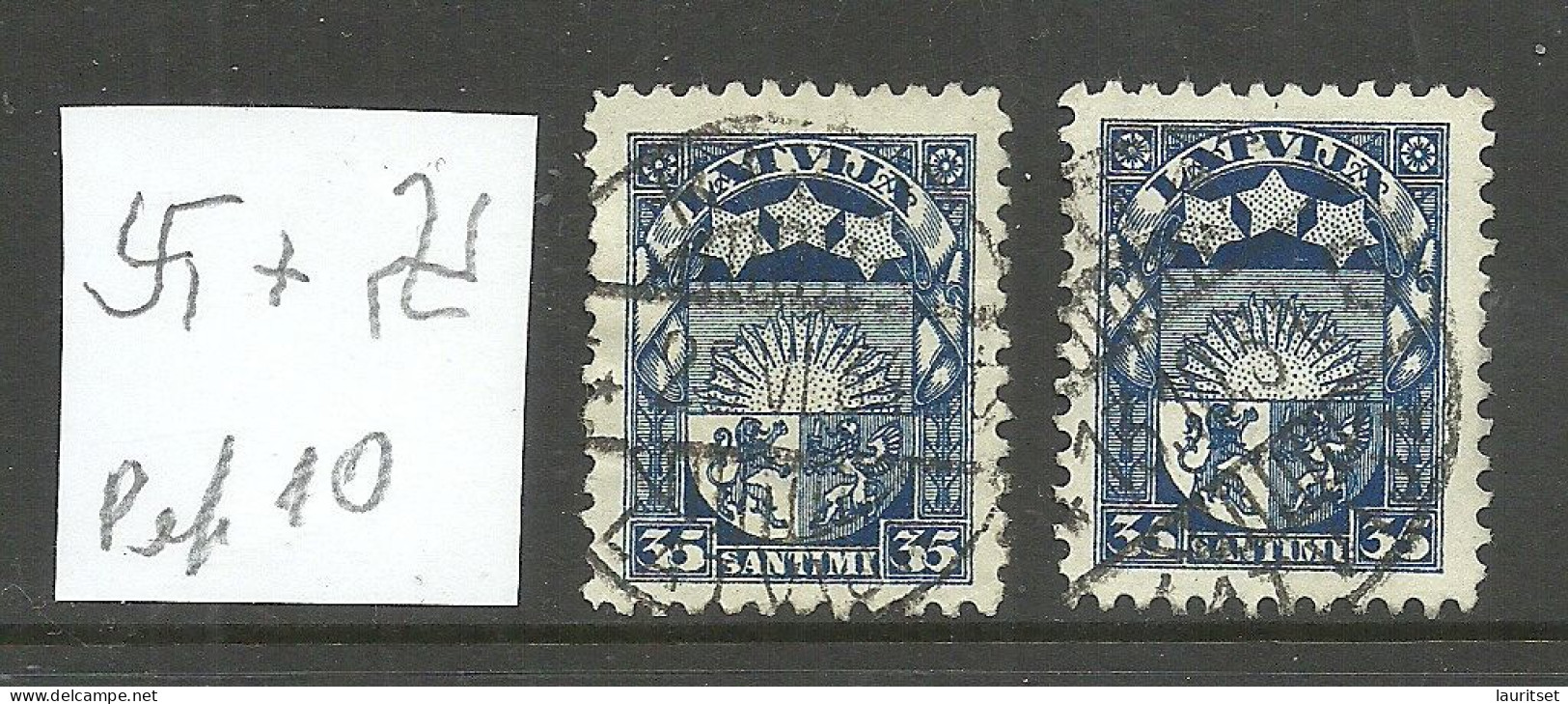 LETTLAND Latvia 1931 Michel 175 Perforated 10 Wm Normal + Inverted O - Lettonie