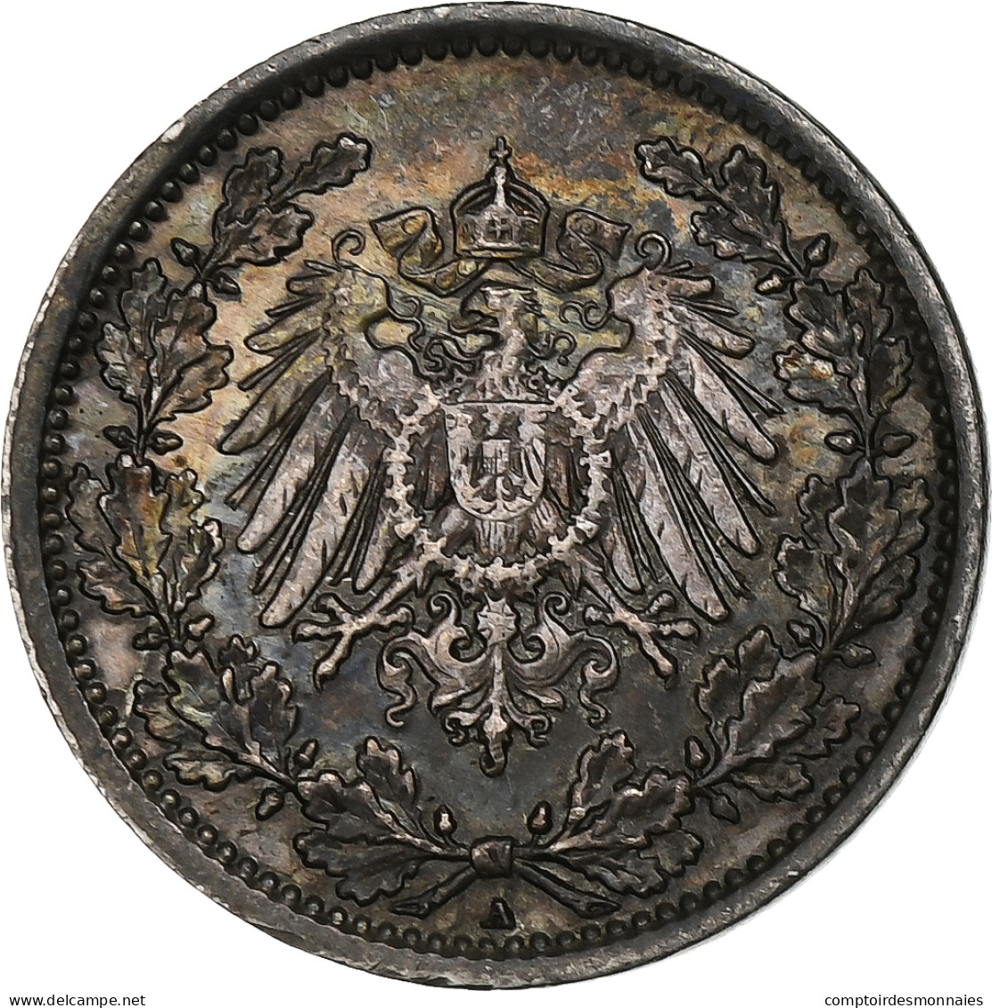 Empire Allemand, 1/2 Mark, 1918, Berlin, Argent, TTB+, KM:17 - 1/2 Mark