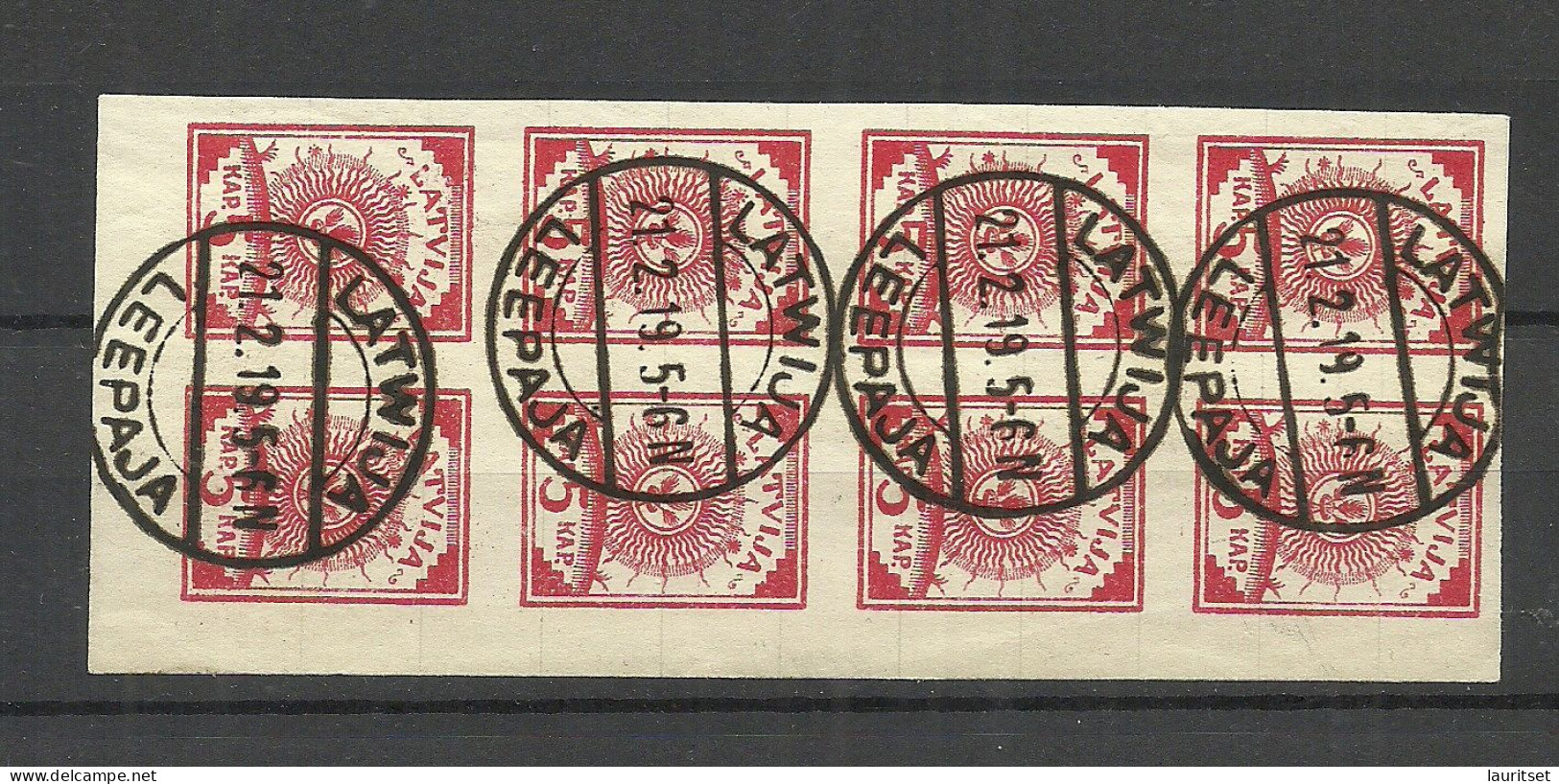 LETTLAND Latvia 1919 Michel 3 B As 8-block O Leepaja (Liepaja) - Lettonie