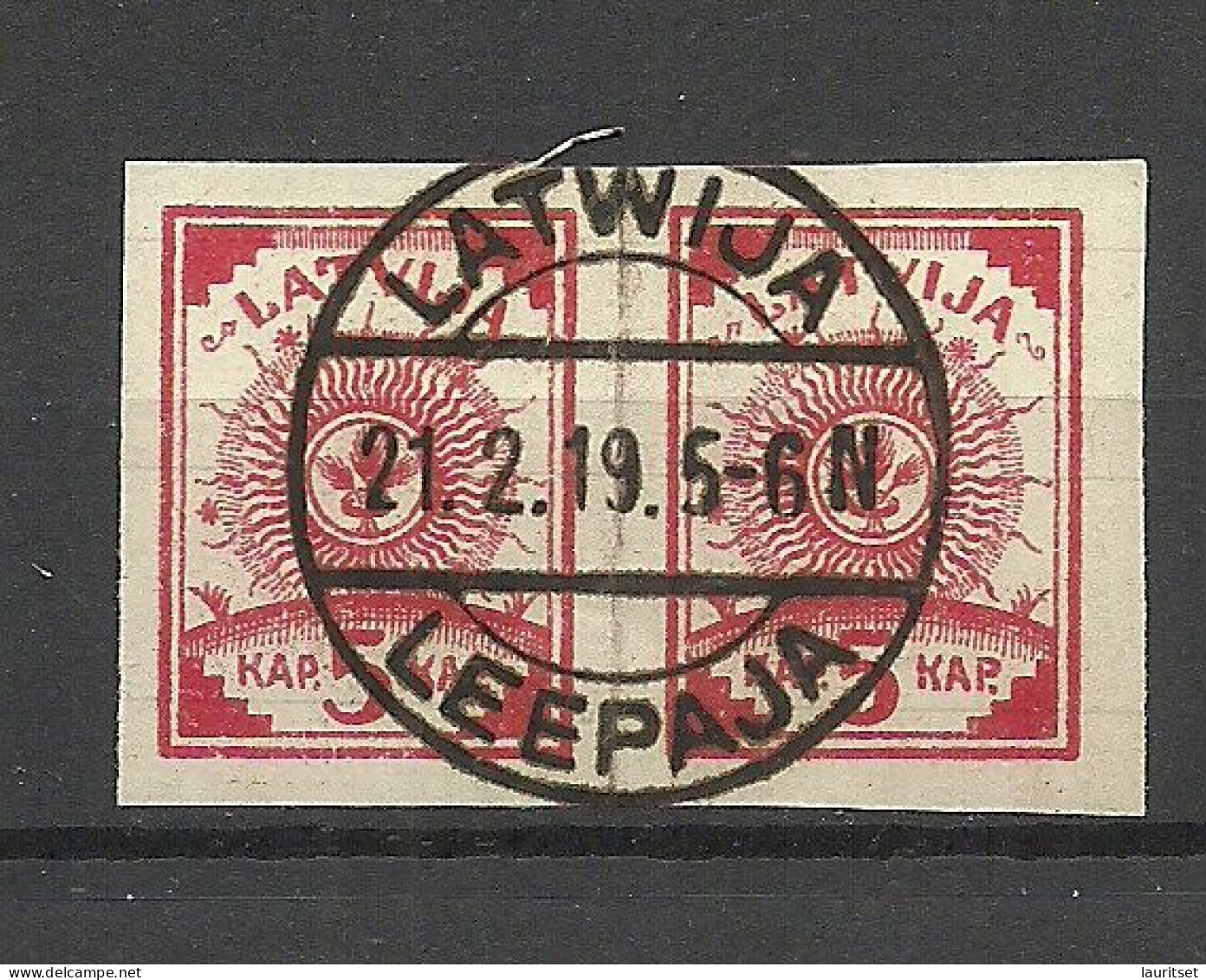 LETTLAND Latvia 1919 Michel 3 B As Pair O Leepaja Nice Cancel - Lettonie