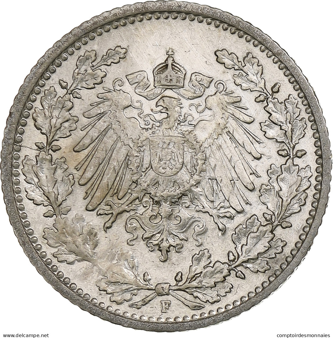 Empire Allemand, 1/2 Mark, 1905, Stuttgart, Argent, TTB+, KM:17 - 1/2 Mark