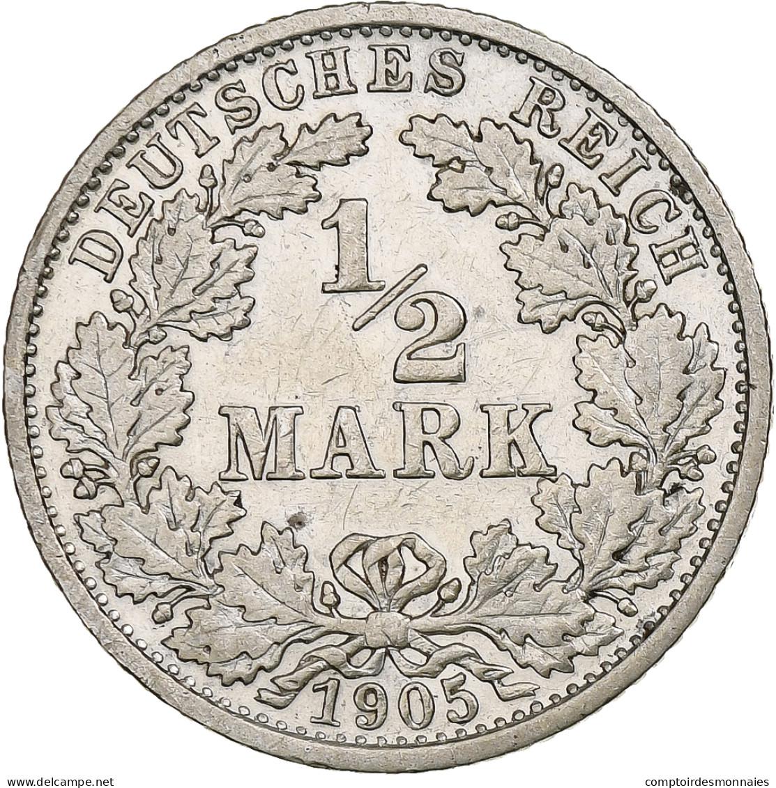 Monnaie, Empire Allemand, 1/2 Mark, 1905, Stuttgart, TTB, Argent, KM:17 - 1/2 Mark