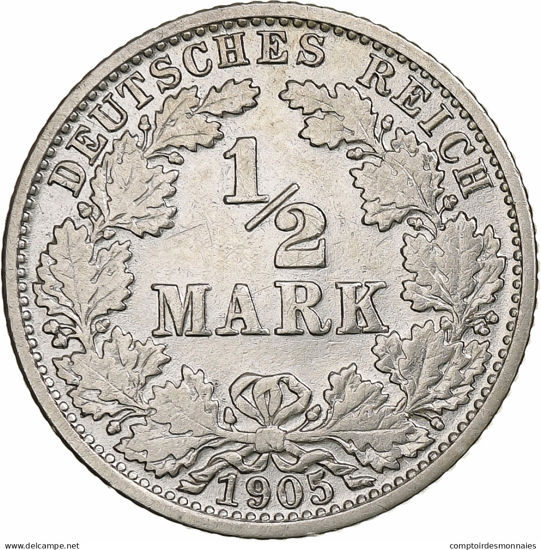 Empire Allemand, 1/2 Mark, 1905, Hambourg, Argent, TTB, KM:17 - 1/2 Mark