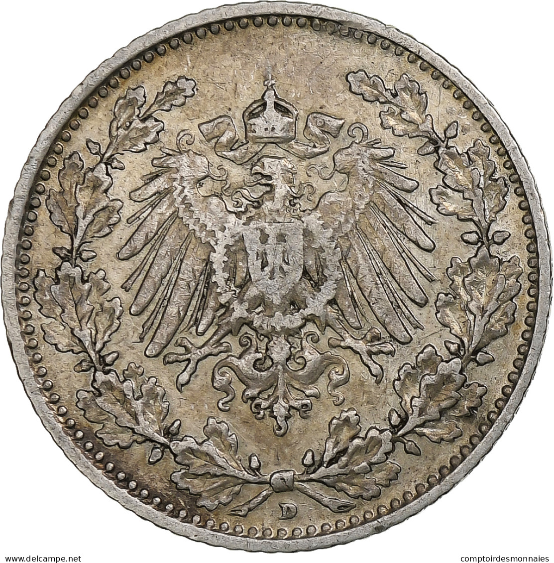 Monnaie, GERMANY - EMPIRE, 1/2 Mark, 1905, Munich, TB+, Argent, KM:17 - 1/2 Mark