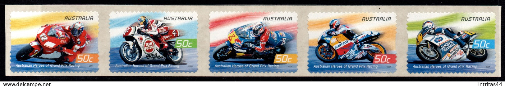 AUSTRALIA 2004 " HEROUS OF GRAND PRIX 1 MOTORCYCLE RACING  "  STRIP MNH. - Ongebruikt