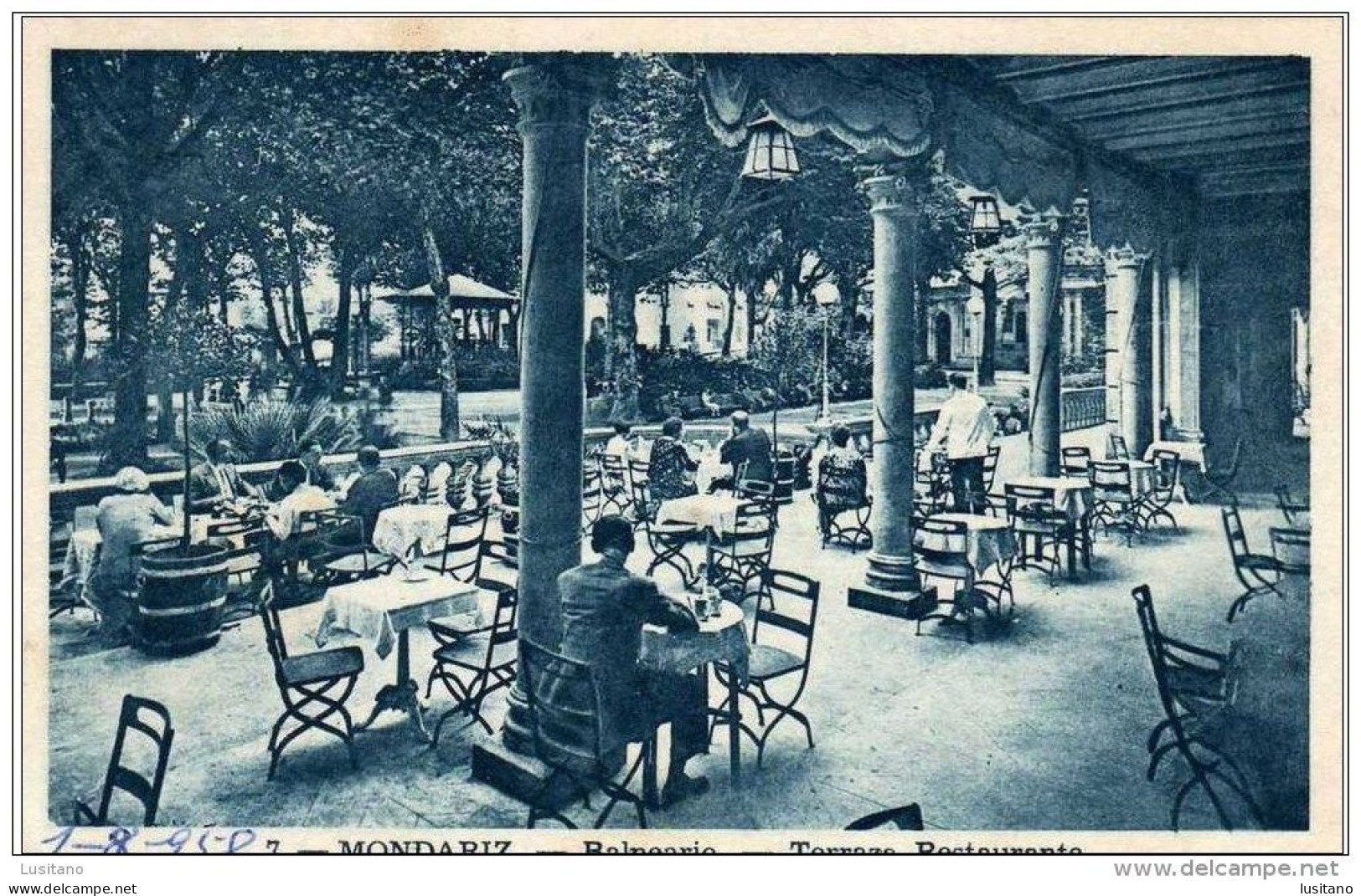 Mondariz - Balneario - Terraza Restaurante - 1958 Sello España ( 2 Scans) - Pontevedra