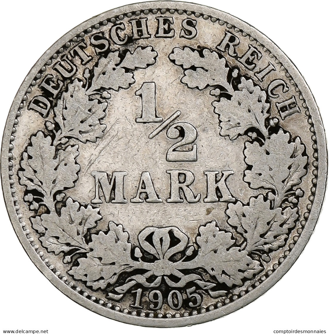 Empire Allemand, 1/2 Mark, 1905, Berlin, Argent, TTB, KM:17 - 1/2 Mark