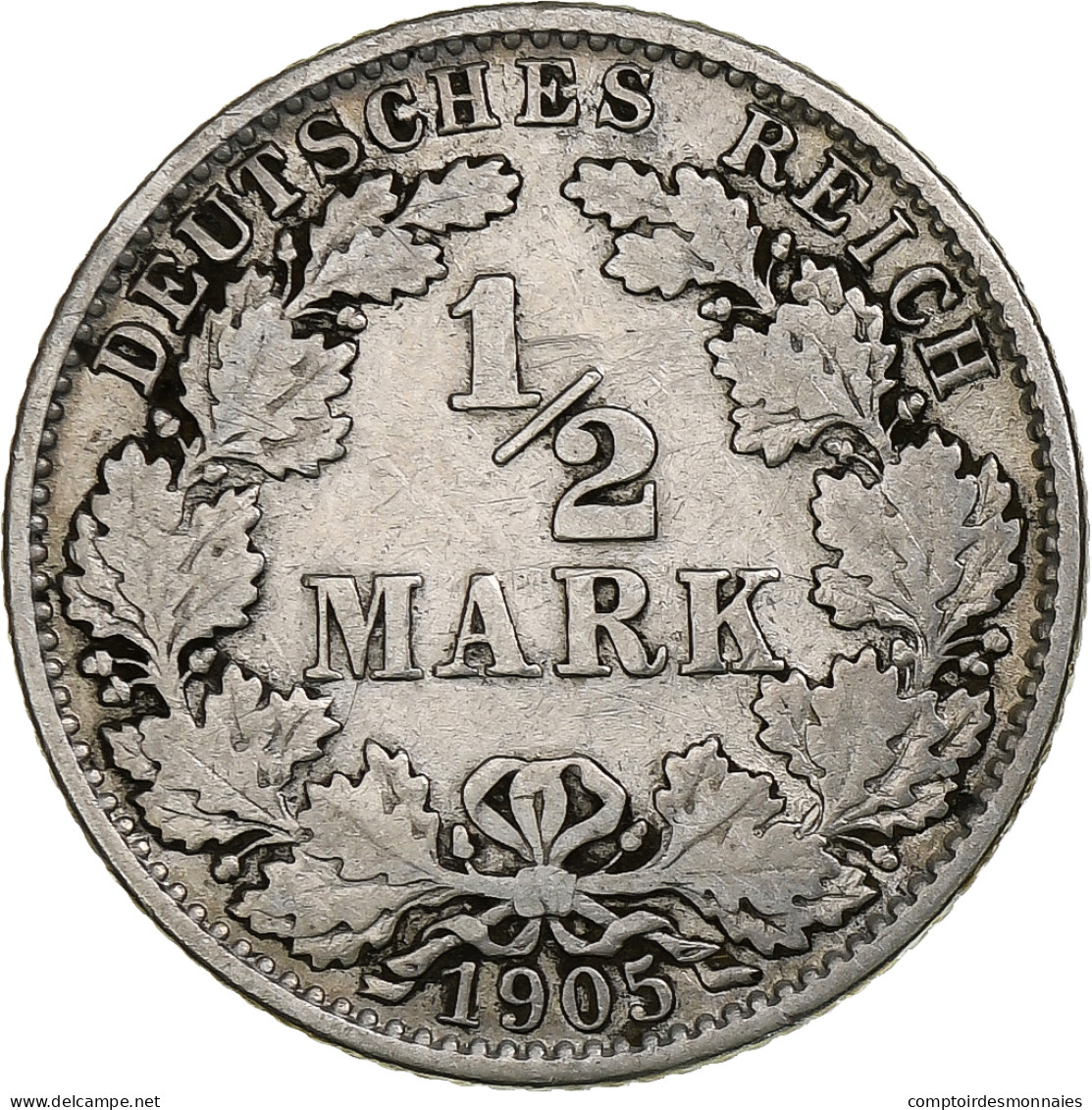 Allemagne, Empire., 1/2 Mark, 1905, Hambourg, Argent, TB+, KM:17 - 1/2 Mark