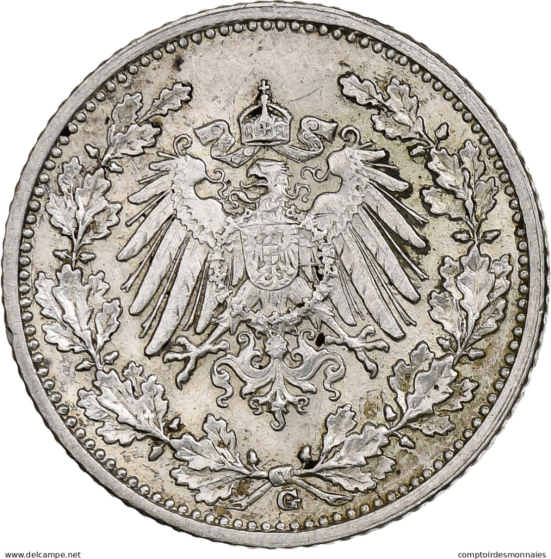 Empire Allemand, 1/2 Mark, 1915, Karlsruhe, Argent, TTB, KM:17 - 1/2 Mark