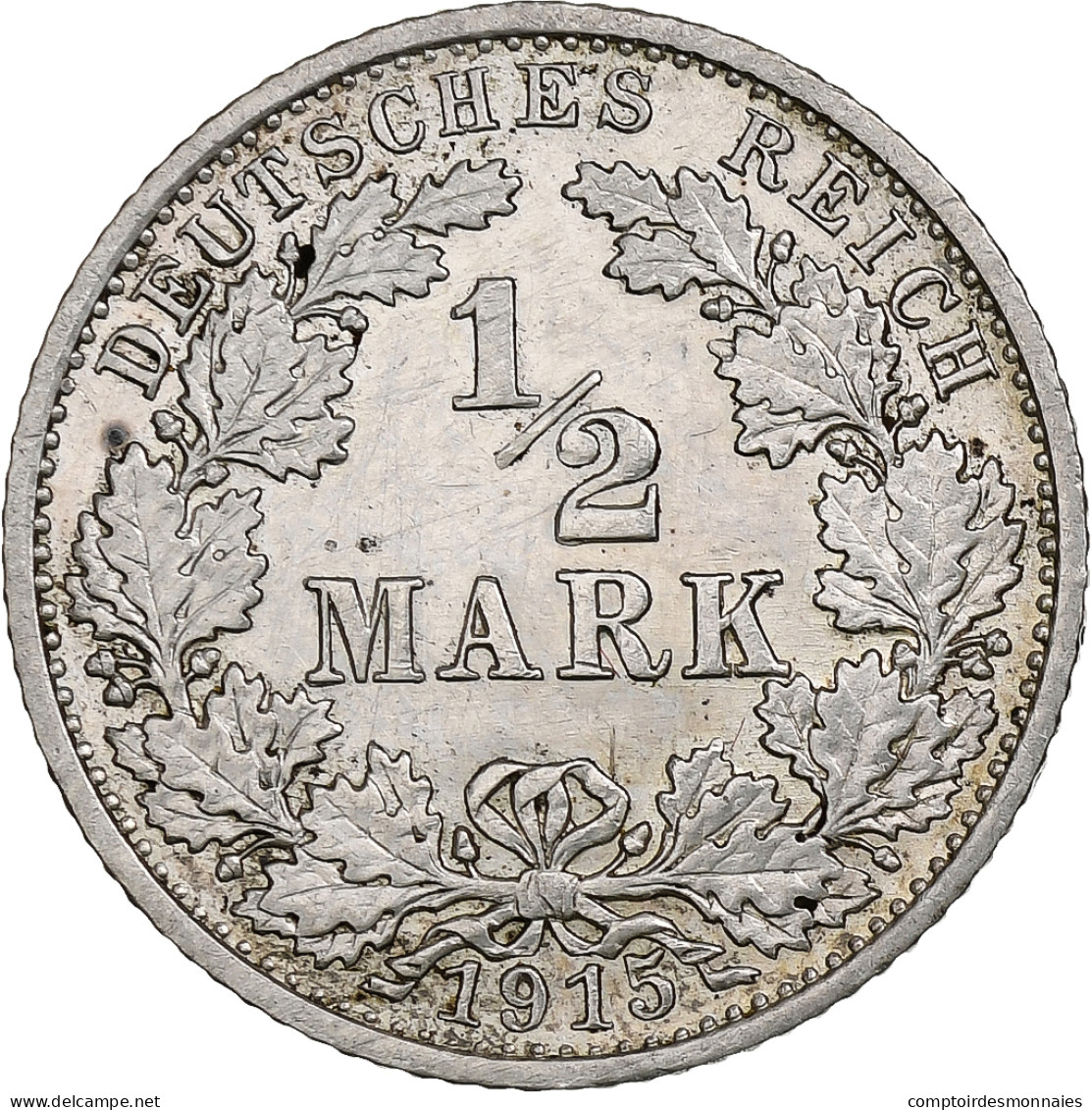 Empire Allemand, 1/2 Mark, 1915, Karlsruhe, Argent, TTB, KM:17 - 1/2 Mark