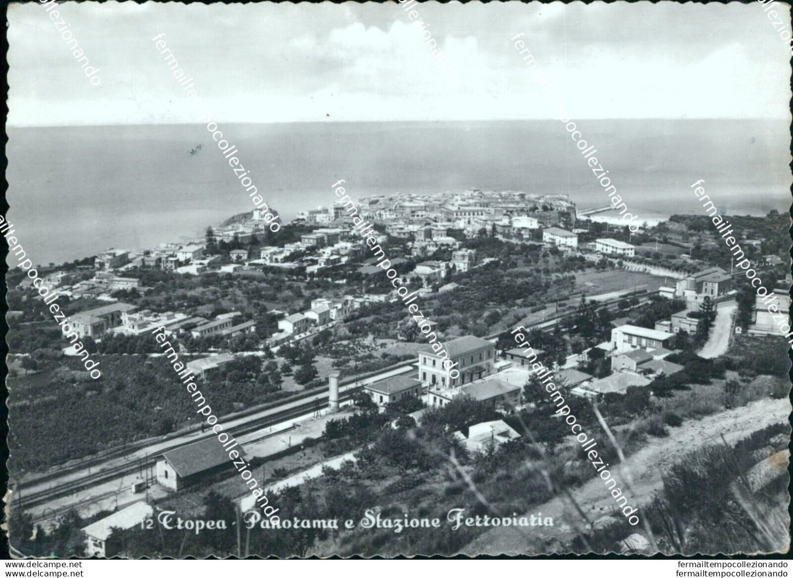 Bn150 Cartolina Tropea Panorama E Stazione Ferroviaria Vibo Valentia - Vibo Valentia