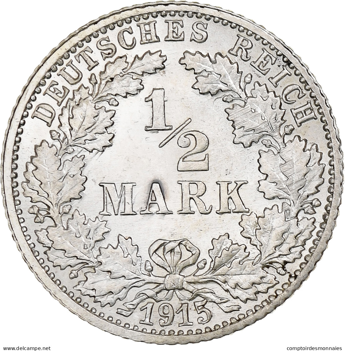 Empire Allemand, 1/2 Mark, 1915, Stuttgart, Argent, SUP, KM:17 - 1/2 Mark