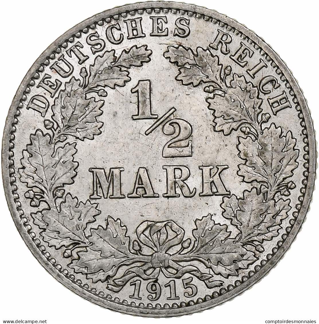 Monnaie, GERMANY - EMPIRE, 1/2 Mark, 1915, Hambourg, TTB, Argent, KM:17 - 1/2 Mark