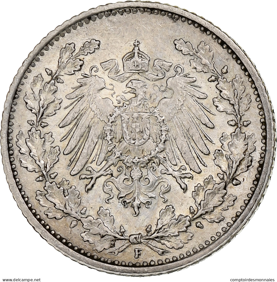Empire Allemand, 1/2 Mark, 1915, Stuttgart, Argent, TTB+, KM:17 - 1/2 Mark