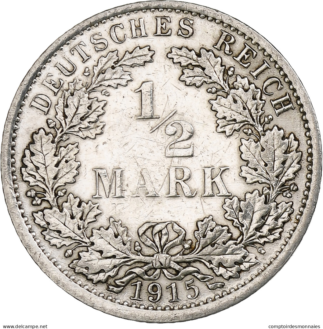 Empire Allemand, 1/2 Mark, 1915, Berlin, Argent, TTB+, KM:17 - 1/2 Mark