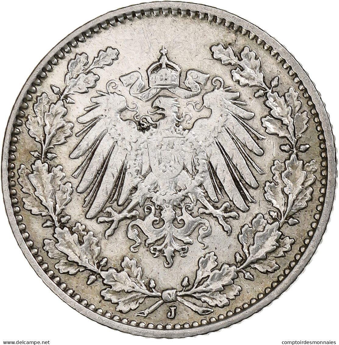 Empire Allemand, 1/2 Mark, 1915, Hambourg, Argent, TTB+, KM:17 - 1/2 Mark
