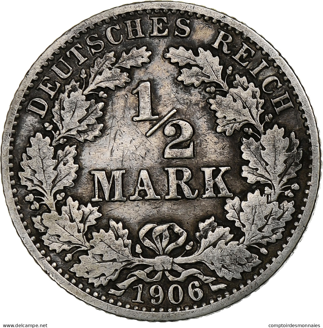 Empire Allemand, 1/2 Mark, 1906, Karlsruhe, Argent, TTB, KM:17 - 1/2 Mark