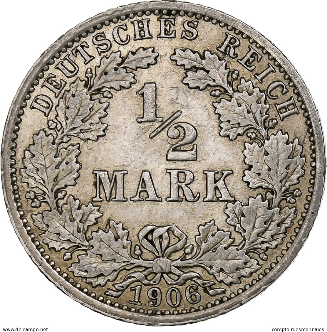 Monnaie, GERMANY - EMPIRE, 1/2 Mark, 1906, Berlin, TTB+, Argent, KM:17 - 1/2 Mark