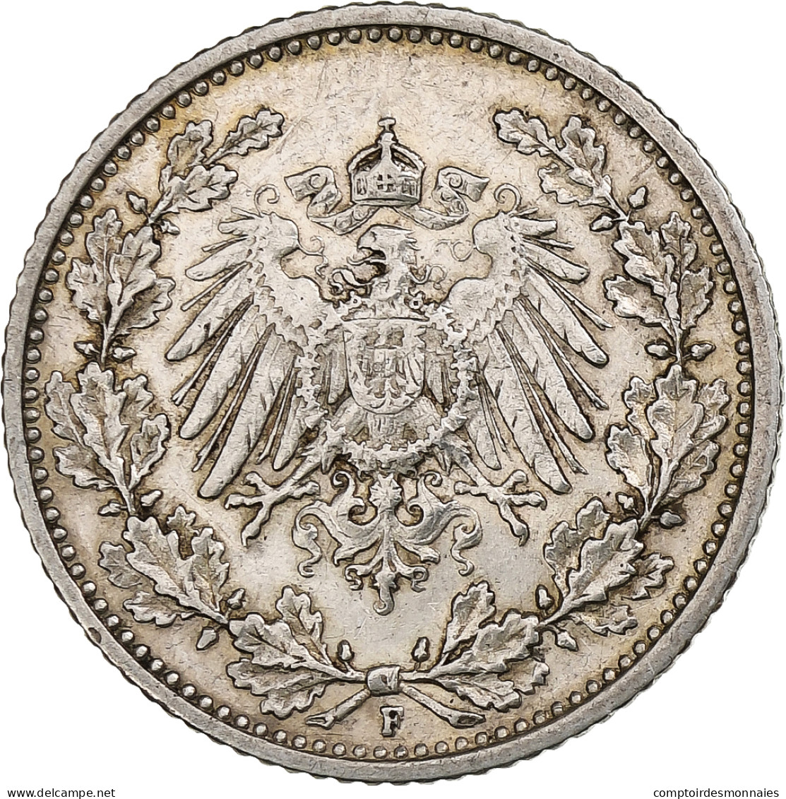 Empire Allemand, 1/2 Mark, 1906, Stuttgart, Argent, TTB+, KM:17 - 1/2 Mark